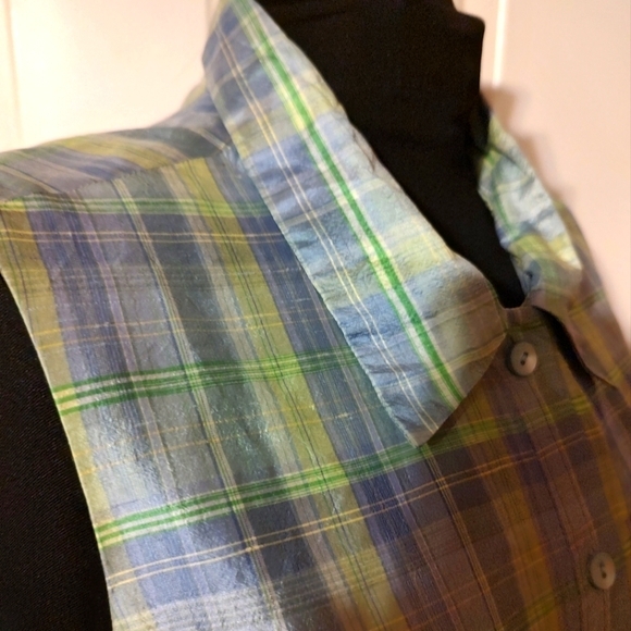 🔹💜💚🔹Beautiful Saks Fifth Avenue Genuine Silk Retro Style Button Up Dress - 8 - Picture 4 of 16